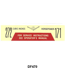 AIR CLEANER DECAL - 57-58 F-100/F-350  272/171HP