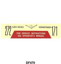 AIR CLEANER DECAL - 57-58 F-100/F-350  272/171HP