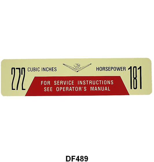 AIR CLEANER DECAL - 57-58 F-100/F-350 272/181HP