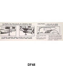 JACK INSTRUCTION/SPARE TIRE DECAL - 58 RETRACTABLE