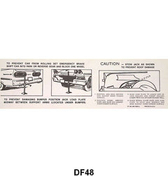 JACK INSTRUCTION/SPARE TIRE DECAL - 58 RETRACTABLE