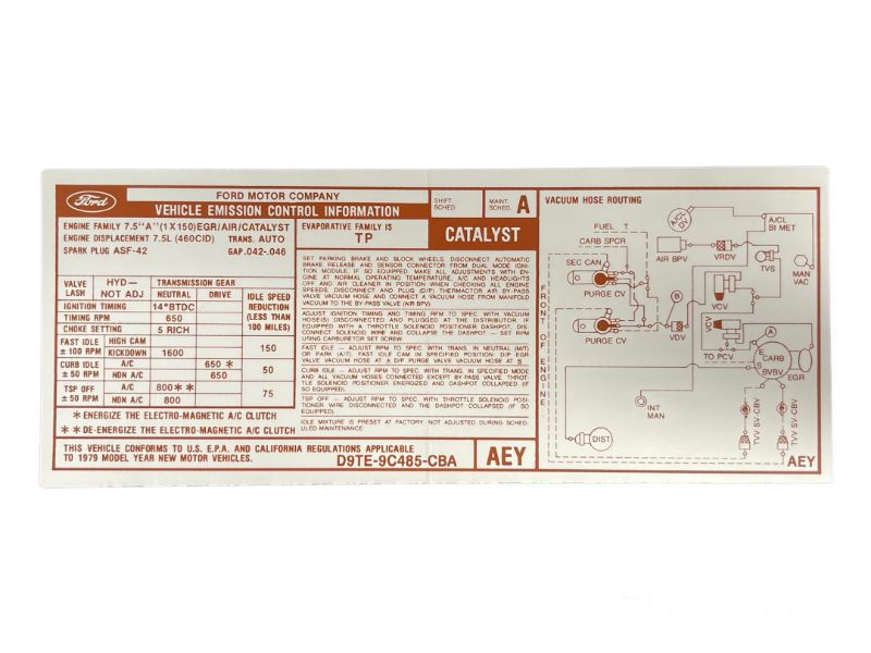 EMISSION DECAL - 79 F-100/F-350 460 W/AUTO, CALIFORNIA