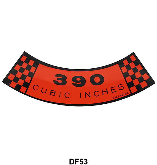 AIR CLEANER DECAL - 65-67 GALAXIE, 66-67 FAIRLANE, 390-2V