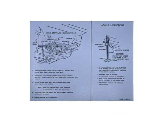 JACK INSTRUCTION/SPARE TIRE DECAL - 66 GALAXIE CONVERTIBLE