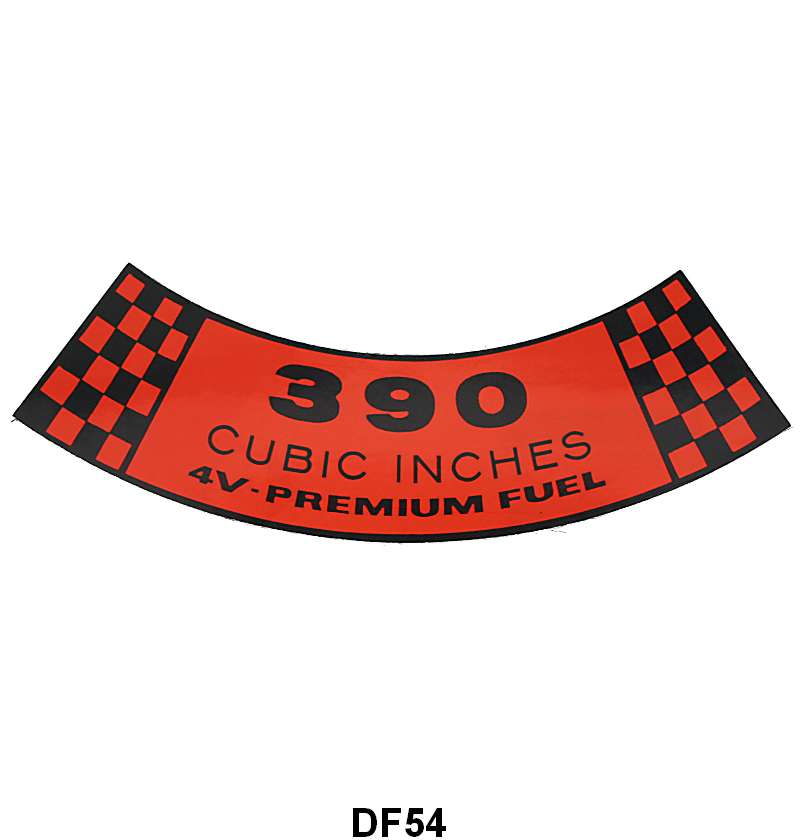 AIR CLEANER DECAL - 67 FAIRLANE, RANCHERO 390-4V