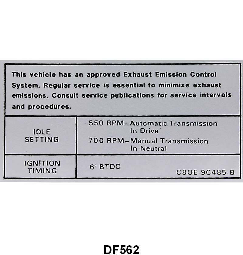 EMISSION DECAL - 68 FAIRLANE 390 GT