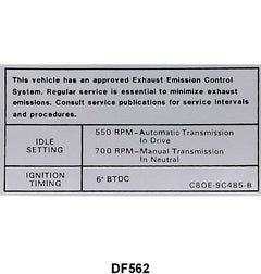 EMISSION DECAL - 68 FAIRLANE 390 GT