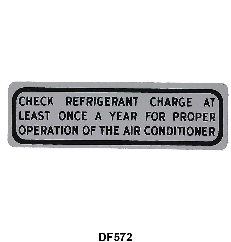 GLOVE BOX AIR CONDITIONER SERVICE DECAL - 56-59 PASSENGER