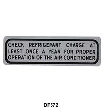 GLOVE BOX AIR CONDITIONER SERVICE DECAL - 56-59 PASSENGER