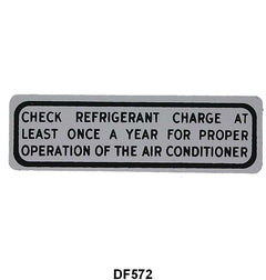 GLOVE BOX AIR CONDITIONER SERVICE DECAL - 56-59 PASSENGER