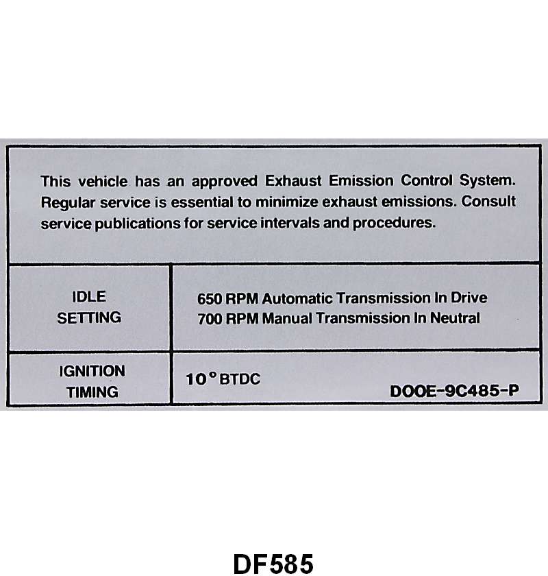 EMISSION DECAL - 70 GALAXIE, TORINO, AFTER 10-1-69, 429-4V