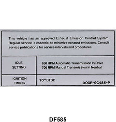 EMISSION DECAL - 70 GALAXIE, TORINO, AFTER 10-1-69, 429-4V