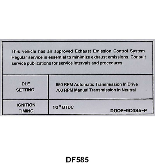 EMISSION DECAL - 70 GALAXIE, TORINO, AFTER 10-1-69, 429-4V