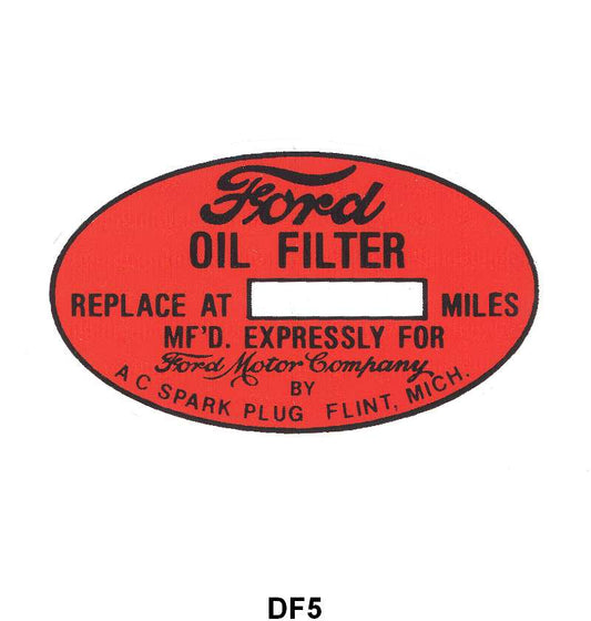 OIL FILTER DECAL - 35-48 PASS, 39-48 MERC, 35-47 PU "AC" BRAND
