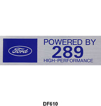 UNIVERSAL VALVE COVER DECALS "POWERED BY 289 HI-PERFORMANCE"