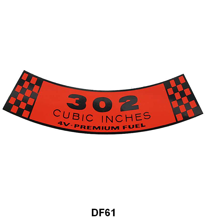 AIR CLEANER DECAL - 68 FALCON, MUSTANG 302-4V
