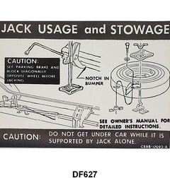 JACK INSTRUCTION/SPARE TIRE DECAL - 68 GALAXIE, EXCEPT WAGON