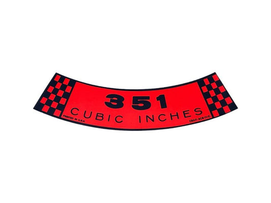 AIR CLEANER DECAL - 69 FAIRLANE, RANCHERO, MUSTANG 351-2V