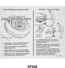 JACK INSTRUCTION/SPARE TIRE DECAL - 64-65 FAIRLANE, EXCEPT WAGON