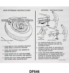 JACK INSTRUCTION/SPARE TIRE DECAL - 64-65 FAIRLANE, EXCEPT WAGON