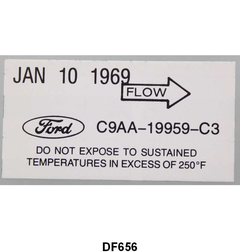 AIR CONDITIONER DRYER DECAL - 69 GALAXIE, FALCON, FAIRLANE, MUSTANG