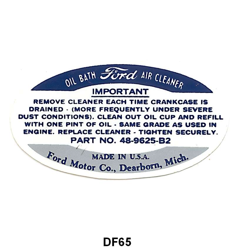 AIR CLEANER DECAL - 35-40 PASS/PICK UP, OIL BATH