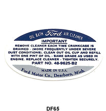 AIR CLEANER DECAL - 35-40 PASS/PICK UP, OIL BATH