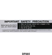 SUN VISOR SAFETY PRECAUTION DECAL - 66-69 ALL PASS, 67-69 F-100/F-350