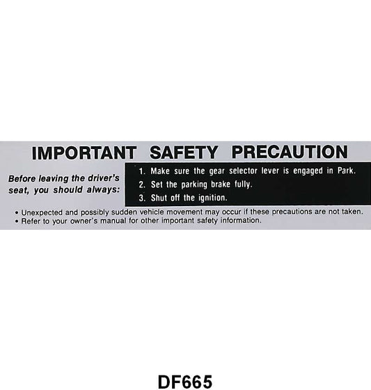 SUN VISOR SAFETY PRECAUTION DECAL - 66-69 ALL PASS, 67-69 F-100/F-350