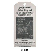 JACK INSTRUCTION TAG - 41 PASSENGER