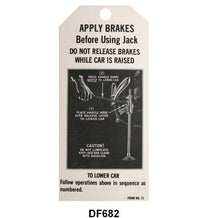 JACK INSTRUCTION TAG - 42 PASSENGER