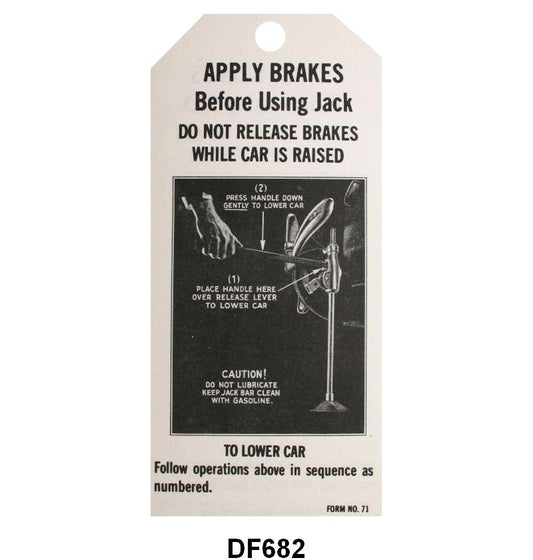 JACK INSTRUCTION TAG - 42 PASSENGER