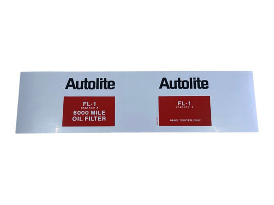 OIL FILTER DECAL - 67-71 ALL PASS, 67-71 F-100/F-350, "AUTOLITE FL-1"