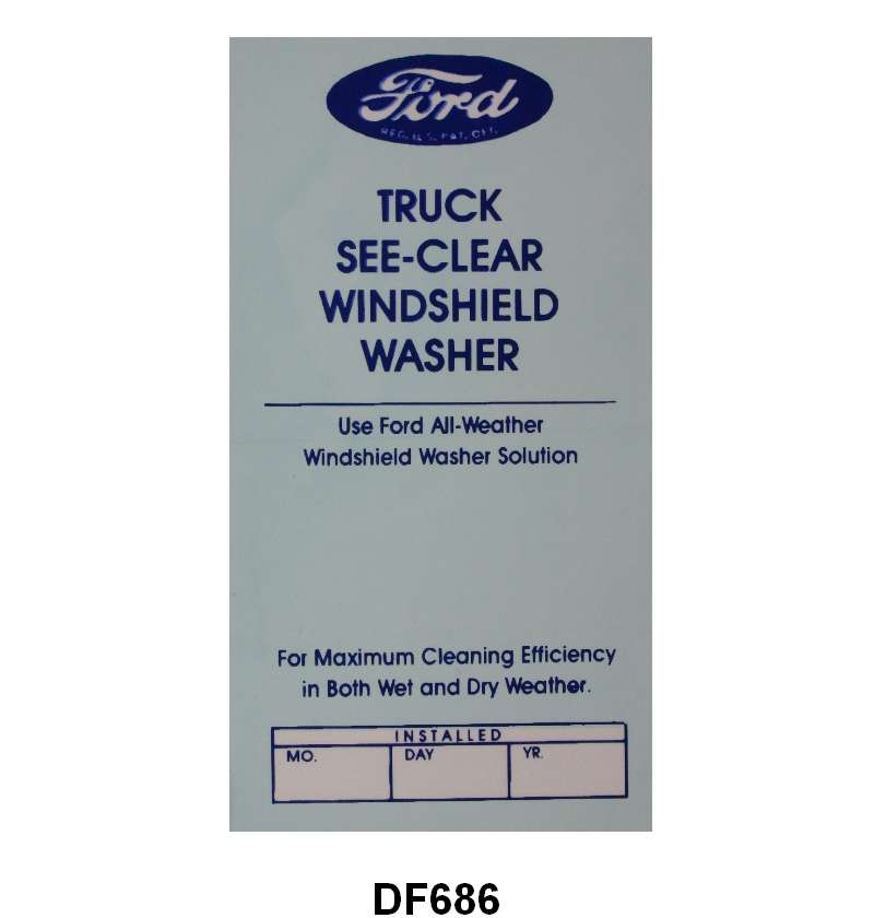 WINDSHIELD WASHER BOTTLE BRACKET DECAL - 48-52 F-1/F-3