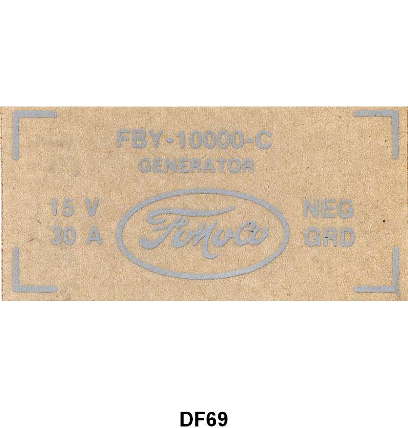 GENERATOR DECAL - 57 PASSENGER, T-BIRD, F-100/F-350