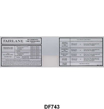 GLOVE BOX TIRE PRESSURE DECAL - 66 FAIRLANE