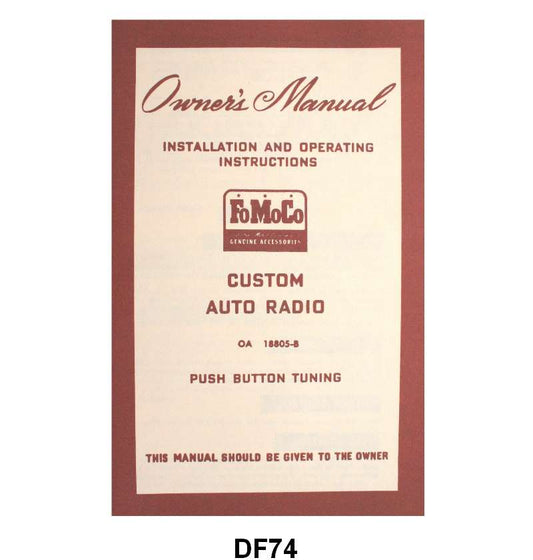 RADIO INSTRUCTION MANUAL - 50 PASS CUSTOM, WITH 6 BUTTONS