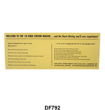 SUN VISOR SALES SLEEVE - 58 WAGON