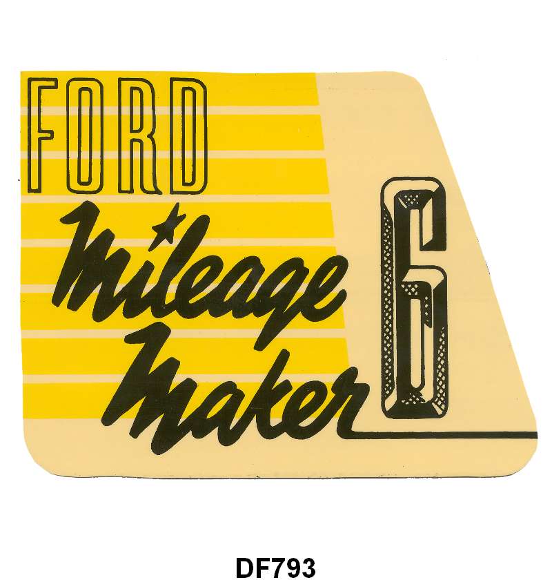 VALVE COVER DECAL - 52-54 PASS "MILEAGE MAKER 6" 6 cyl