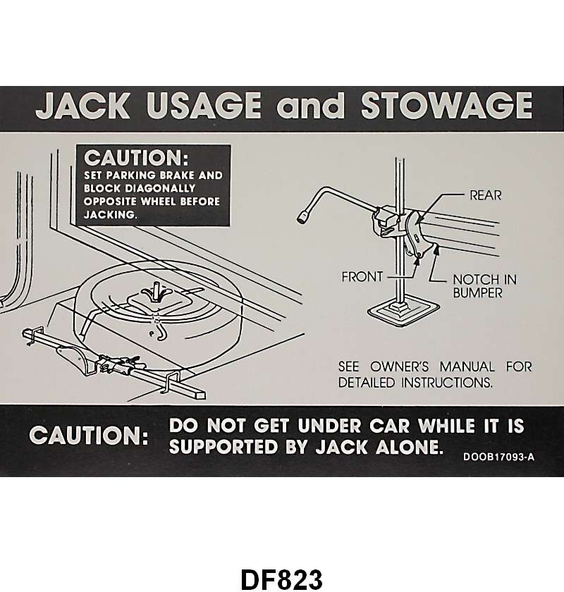 JACK INSTRUCTION/SPARE TIRE DECAL - 70 RANCHERO
