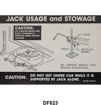 JACK INSTRUCTION/SPARE TIRE DECAL - 70 RANCHERO
