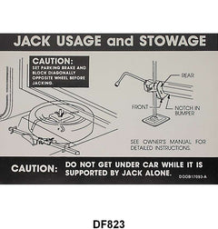 JACK INSTRUCTION/SPARE TIRE DECAL - 70 RANCHERO
