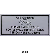 AIR CLEANER SERVICE INSTRUCTION DECAL - 57-64 ALL PASS