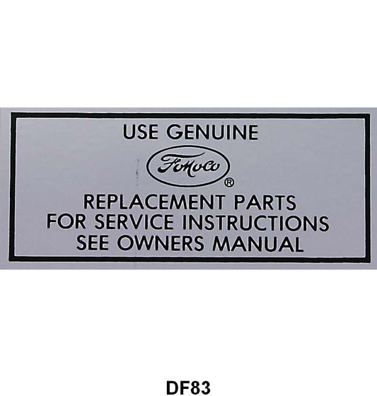 AIR CLEANER SERVICE INSTRUCTION DECAL - 57-64 ALL PASS