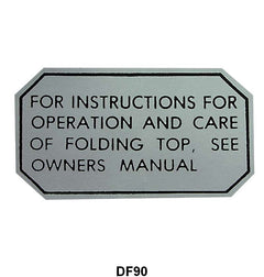 FOLDING TOP GLOVE BOX DECAL - 55-57 T-BIRD