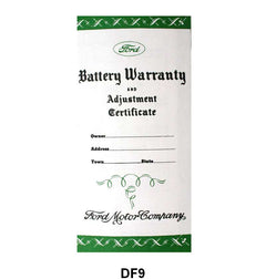BATTERY WARRANTY CERTIFICATE - 39-53