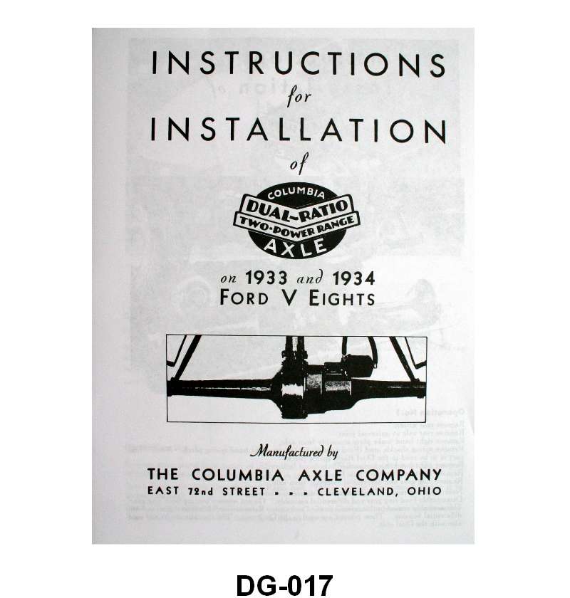 COLUMBIA AXLE INSTALLATION INSTRUCTIONS - 33-34 PASS