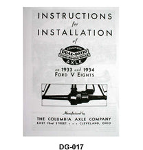 COLUMBIA AXLE INSTALLATION INSTRUCTIONS - 33-34 PASS