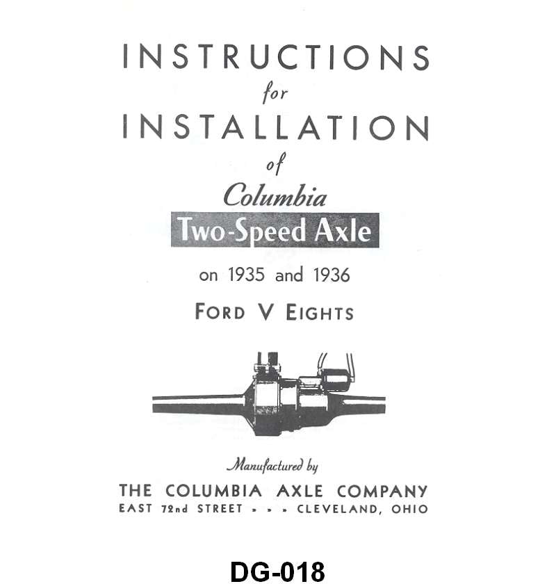 COLUMBIA AXLE INSTALLATION INSTRUCTIONS - 35-36 PASS