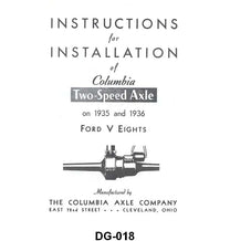 COLUMBIA AXLE INSTALLATION INSTRUCTIONS - 35-36 PASS
